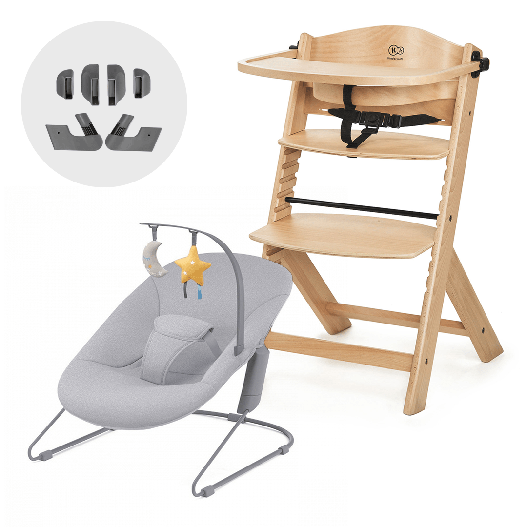 Silla de comer evolutiva 4 en 1 Enock + Silla mecedora Calmee - KinderKraft - Mini Nuts - Expertos en sillas de auto y coches de paseo