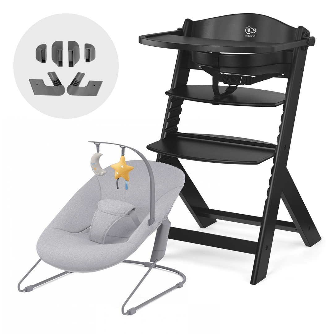Silla de comer evolutiva 4 en 1 Enock + Silla mecedora Calmee - KinderKraft - Mini Nuts - Expertos en sillas de auto y coches de paseo