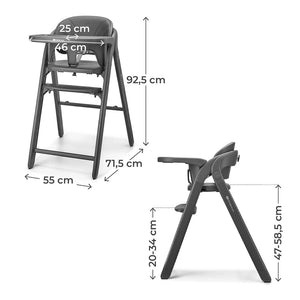 Silla de comer 3 en 1 Tino de Kinderkraft color Gris, plegada
