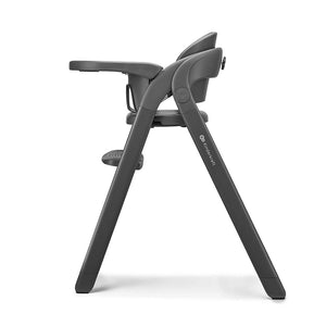 Silla de comer 3 en 1 Tino de Kinderkraft color Gris, vista trasera en ángulo con la bandeja abatida