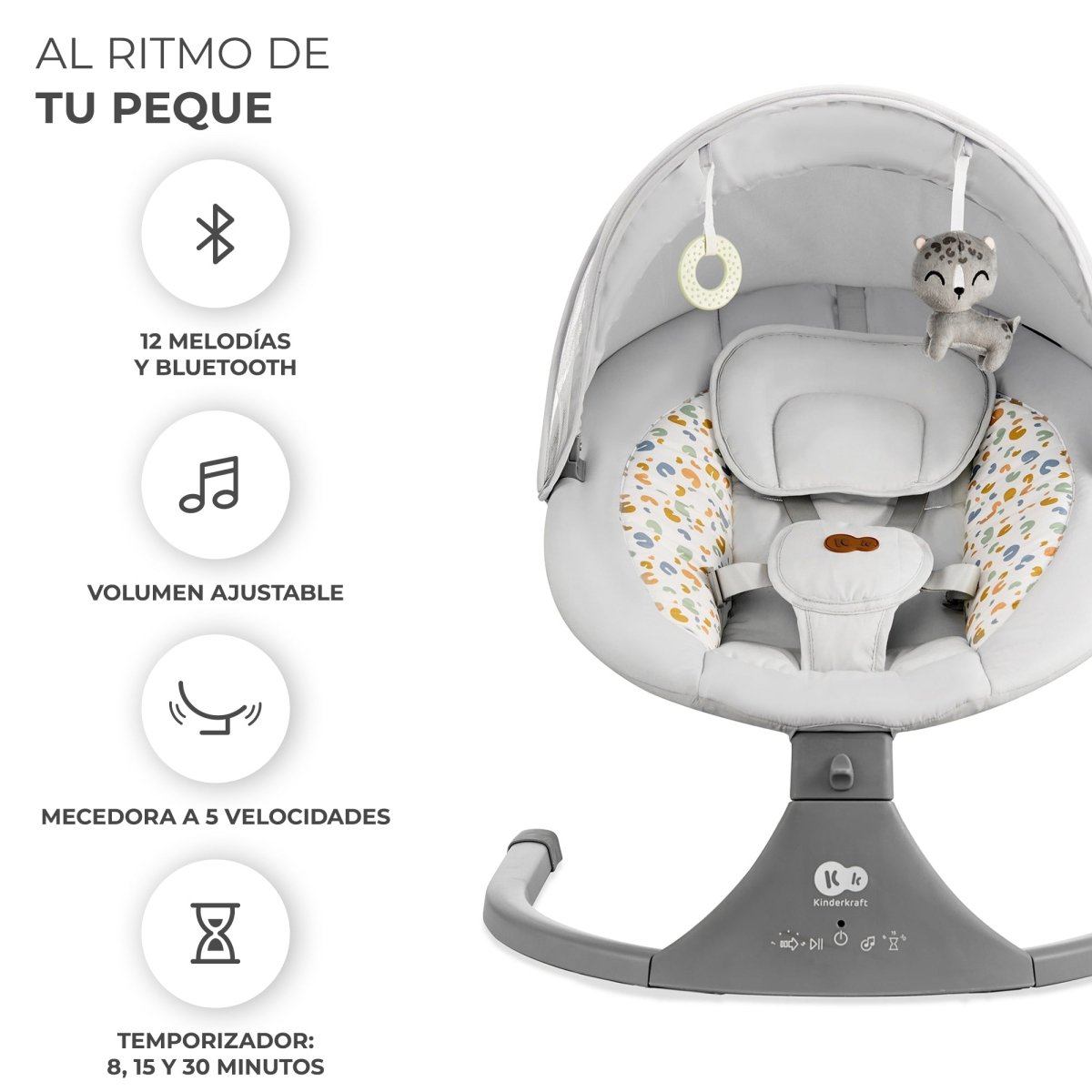 Silla Mecedora/Hamaca eléctrica Lumi 2 - KinderKraft - Mini Nuts - Expertos en sillas de auto y coches de paseo