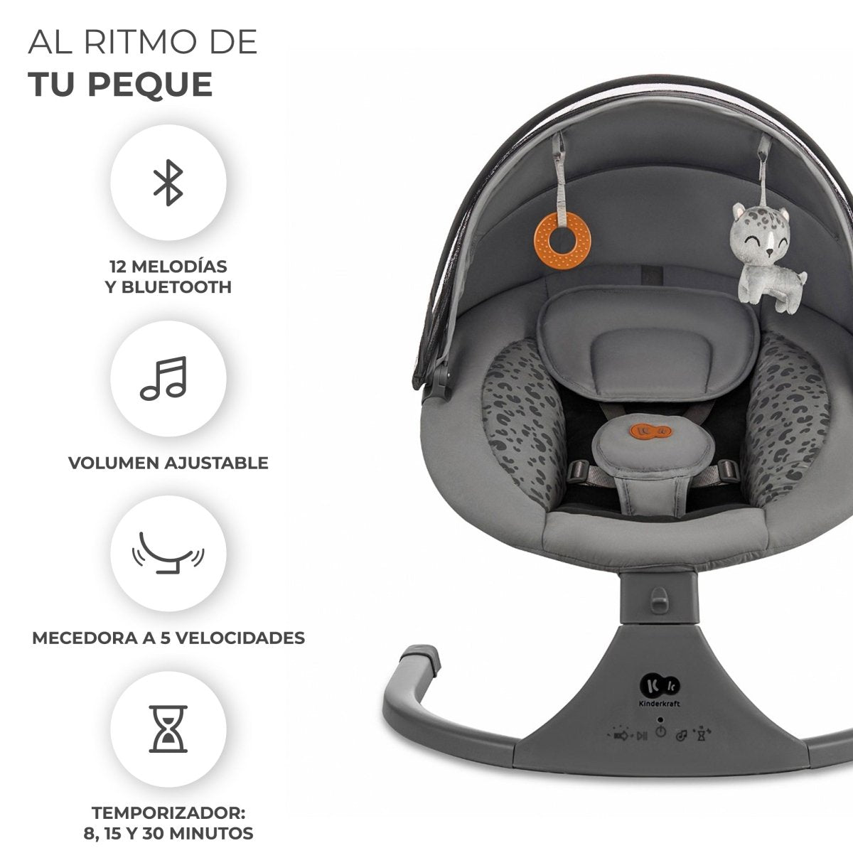 Silla Mecedora/Hamaca eléctrica Lumi 2 - KinderKraft - Mini Nuts - Expertos en sillas de auto y coches de paseo