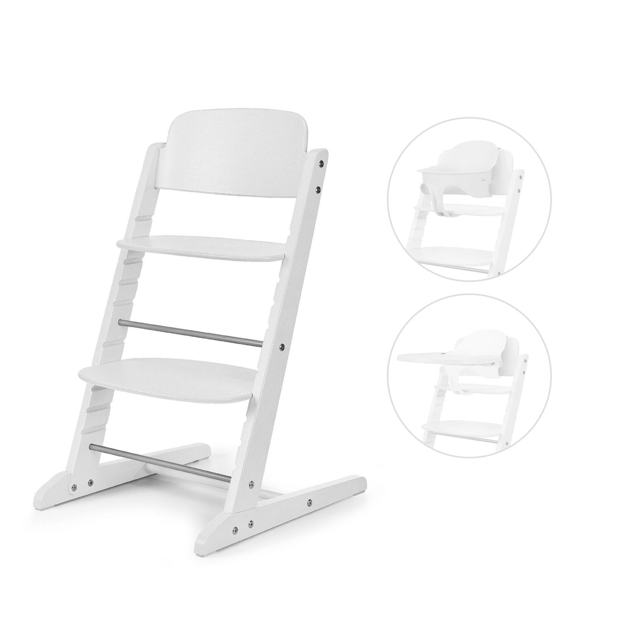 Silla de comer Iris CYBEX Gold All White - vista lateral con Baby Set