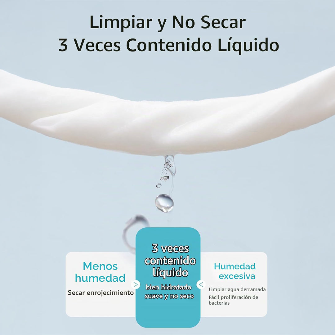 Toallitas salinas Momcozy con 3 veces más contenido líquido — hidratadas, suaves y no resecan la nariz del bebé