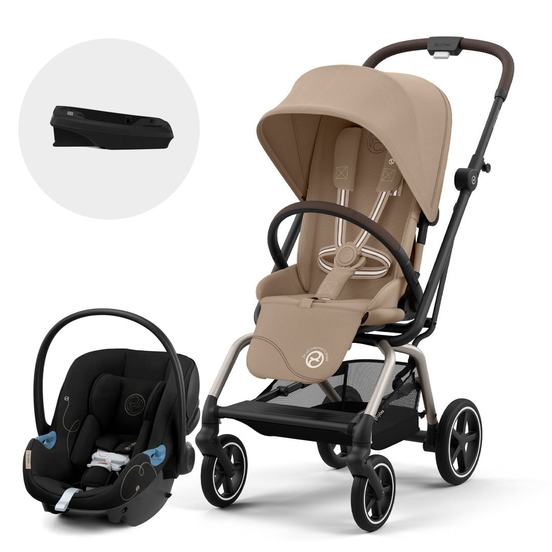 Travel System Eezy S Twist Plus 2 Taupe Almond Beige más silla de auto nido Aton S2 y base One de Cybex