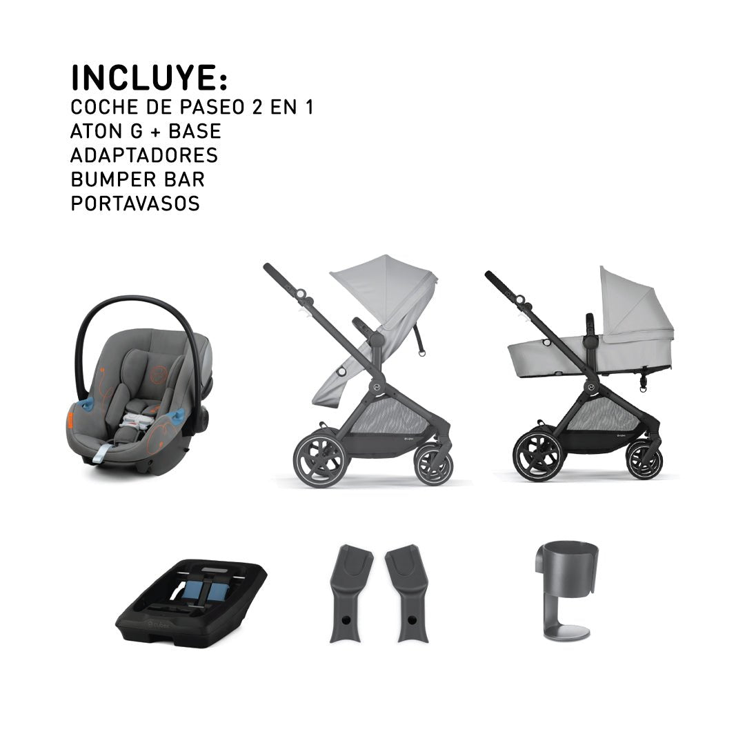 Travel System EOS 2 en 1 + Aton G + Base - Cybex Gold - Mini Nuts - Expertos en sillas de auto y coches de paseo