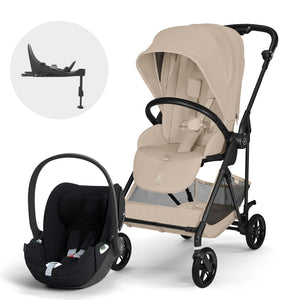 Travel System Melio Carbón Almond Beige con silla Cloud T Sepia Black Plus