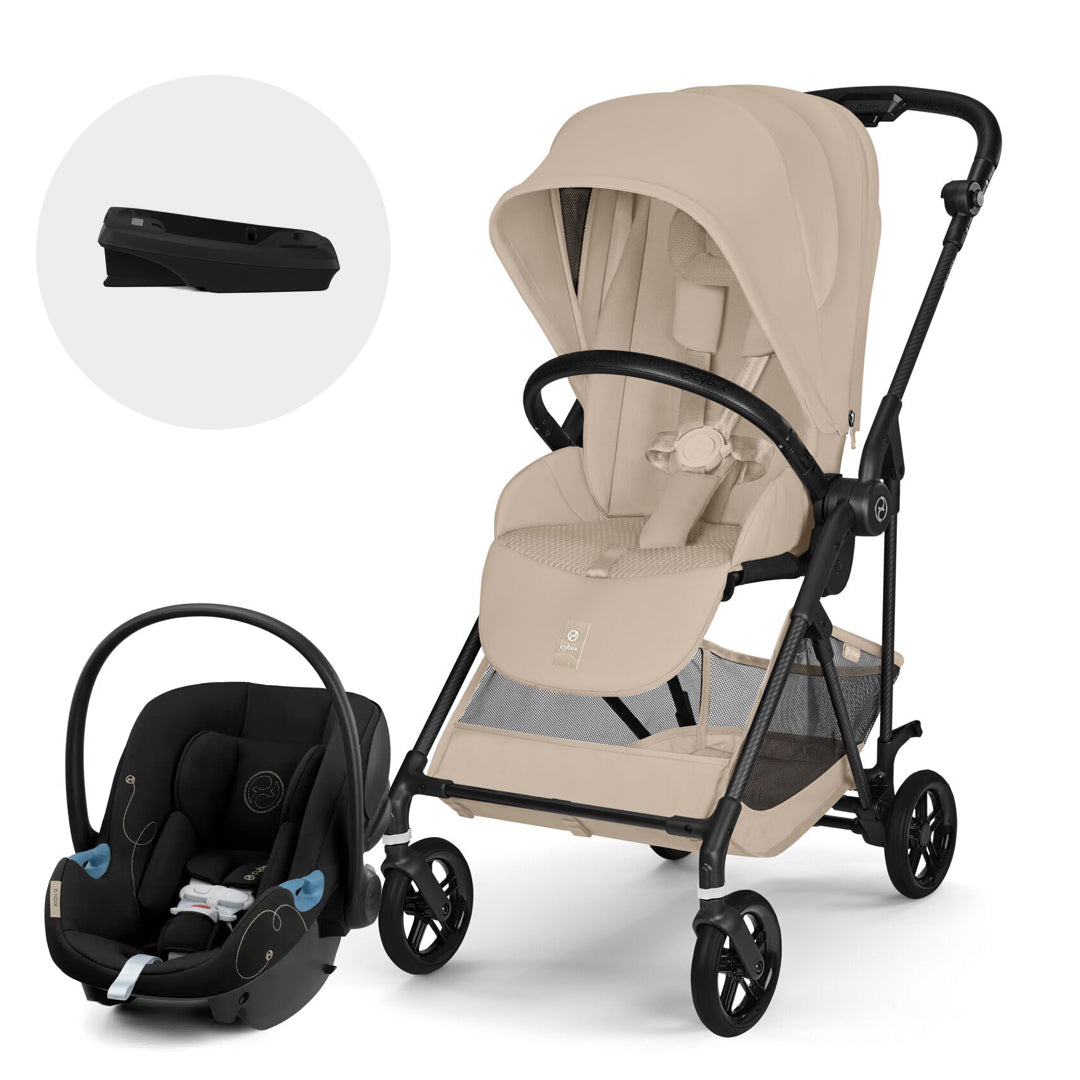 Travel System Melio Carbón Almond Beige con silla Aton G + Base