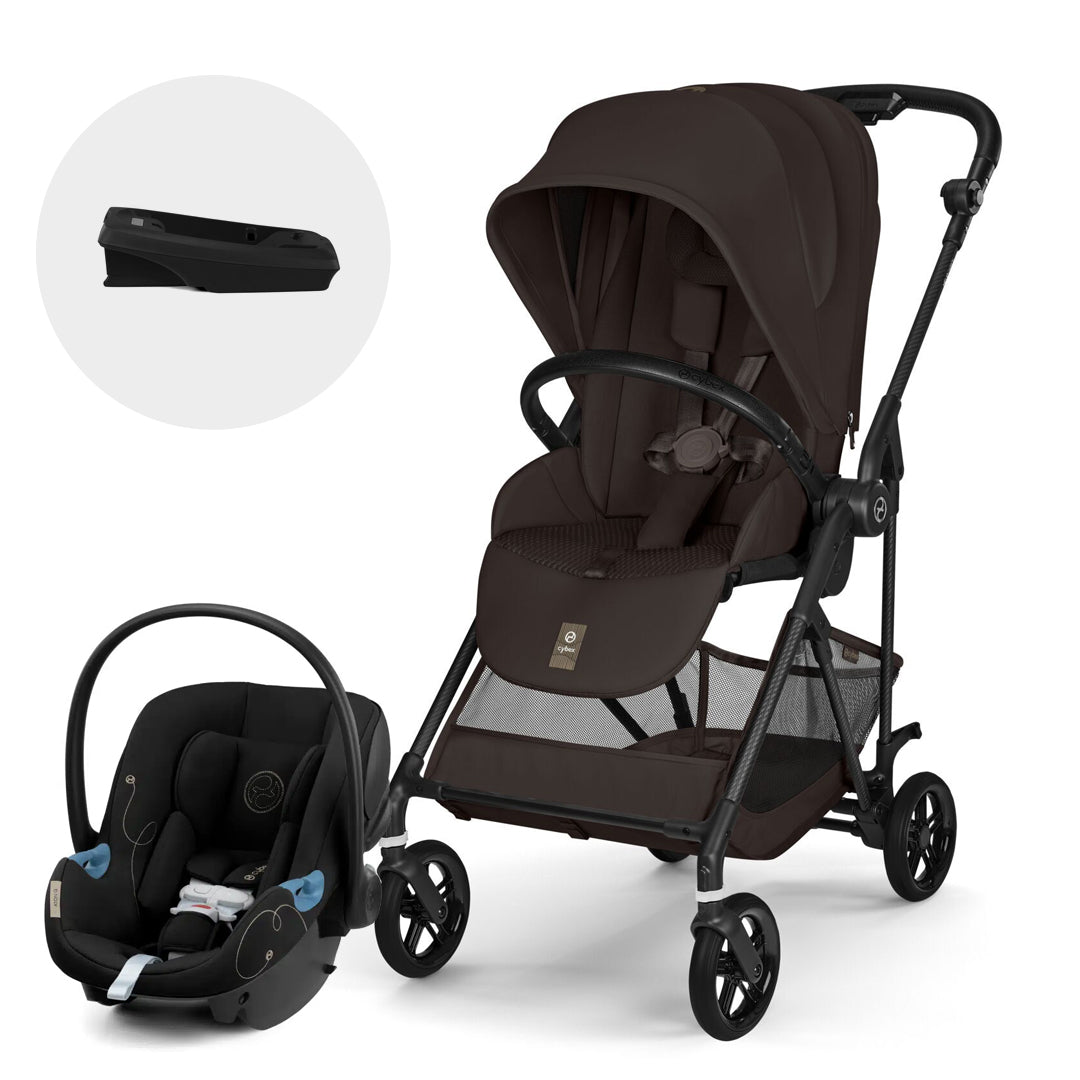 Travel System Melio Carbón Chocolate Brown con silla Aton G + Base
