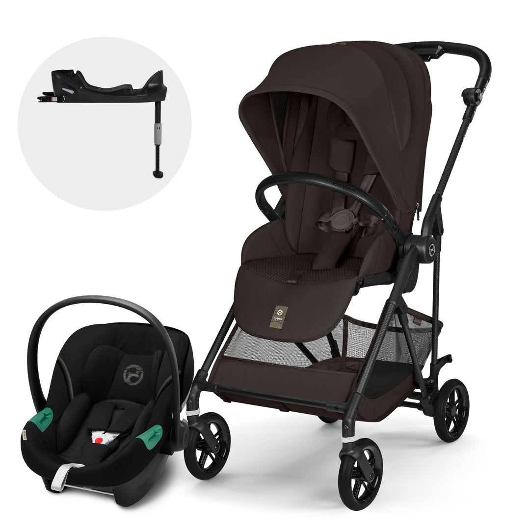 Travel System Melio Carbón Chocolate Brown con silla Aton S2 + Base One