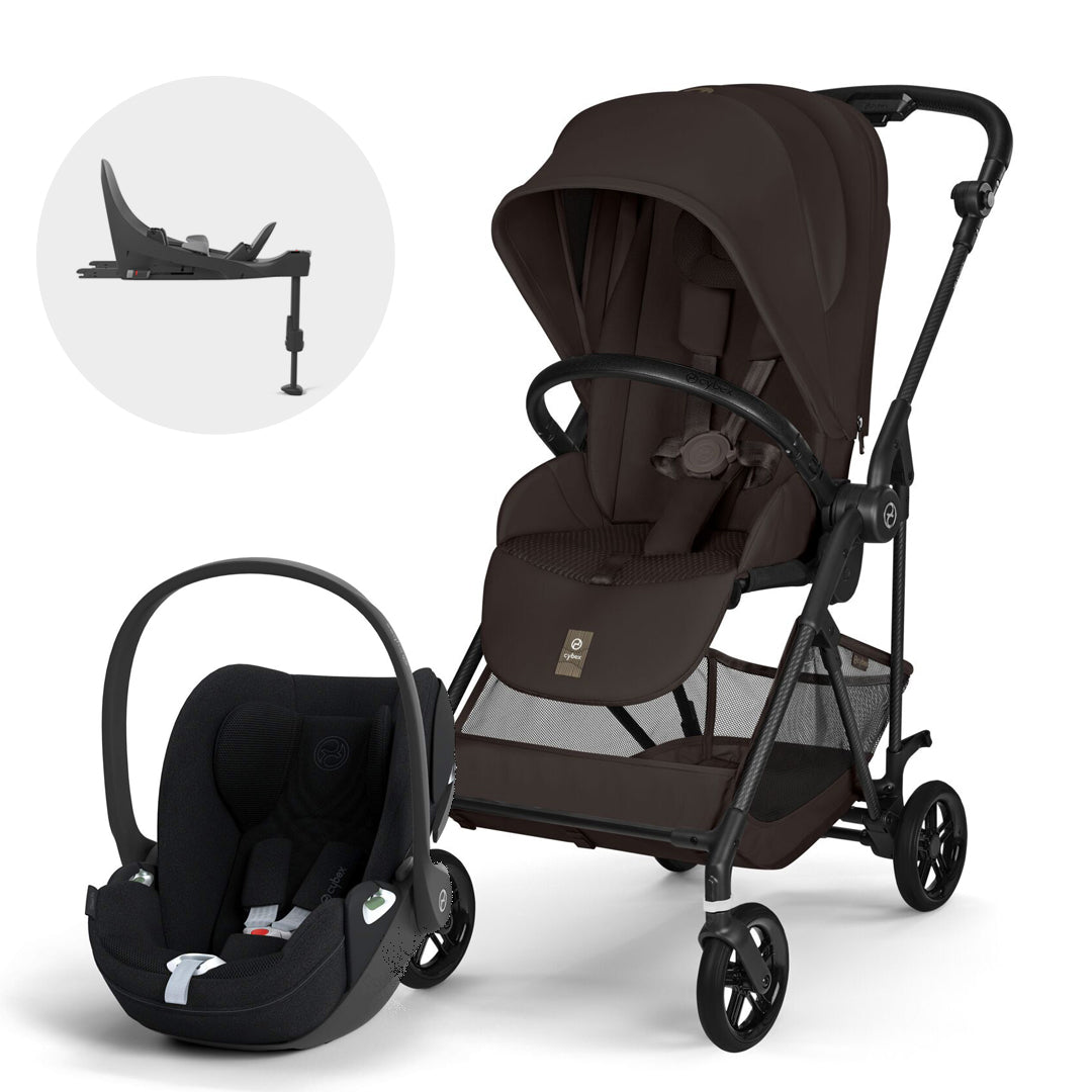 Travel System Melio Carbón Chocolate Brown con silla Cloud T Sepia Black Plus