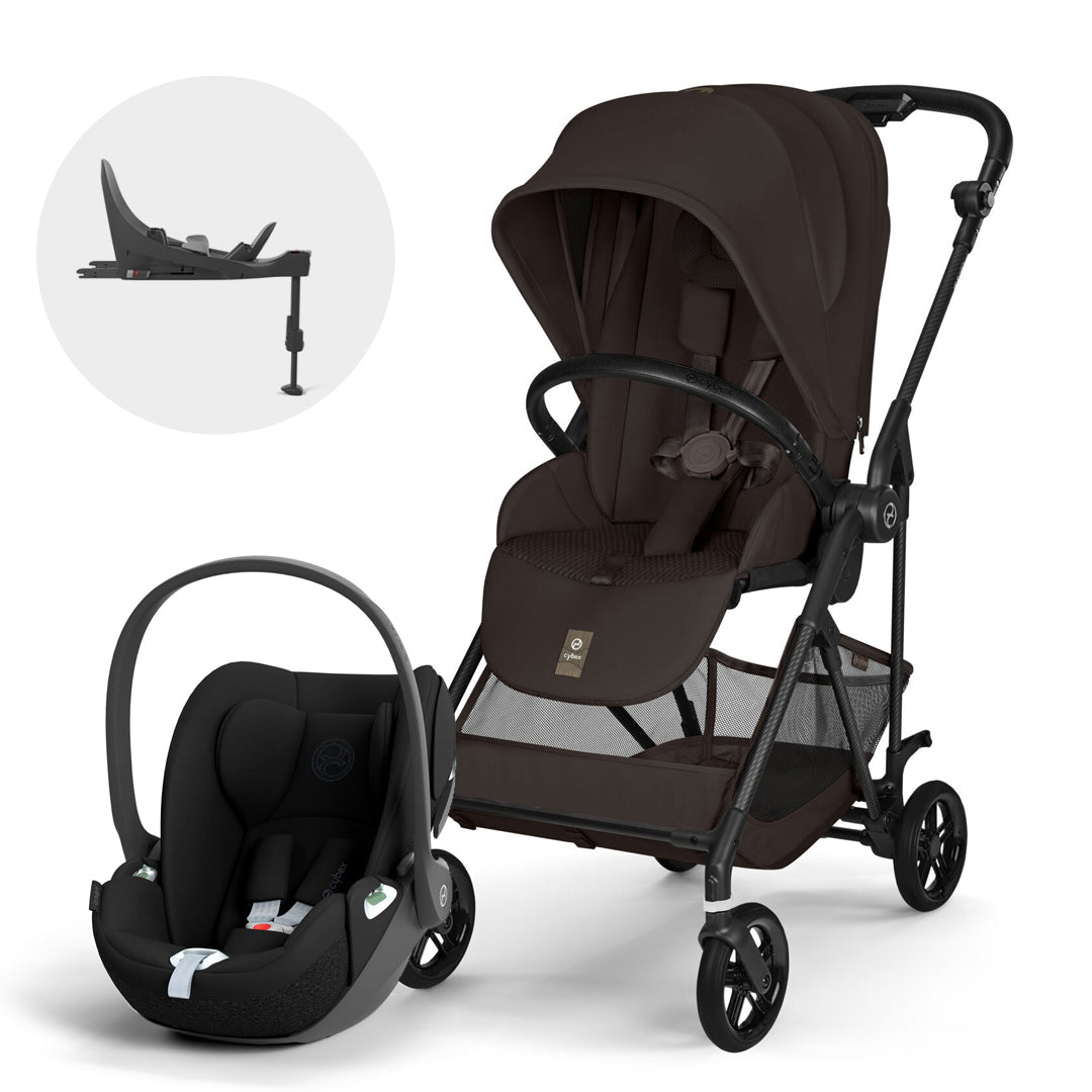 Travel System Melio Carbón Chocolate Brown con silla Cloud T Sepia Black
