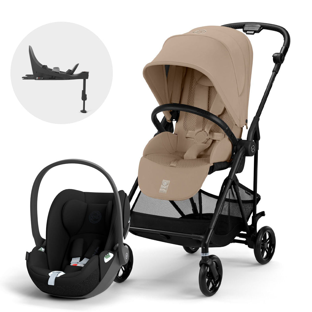 Travel System Melio Carbón Fibra de Carbono - Cybex Gold - Mini Nuts - Expertos en sillas de auto y coches de paseo