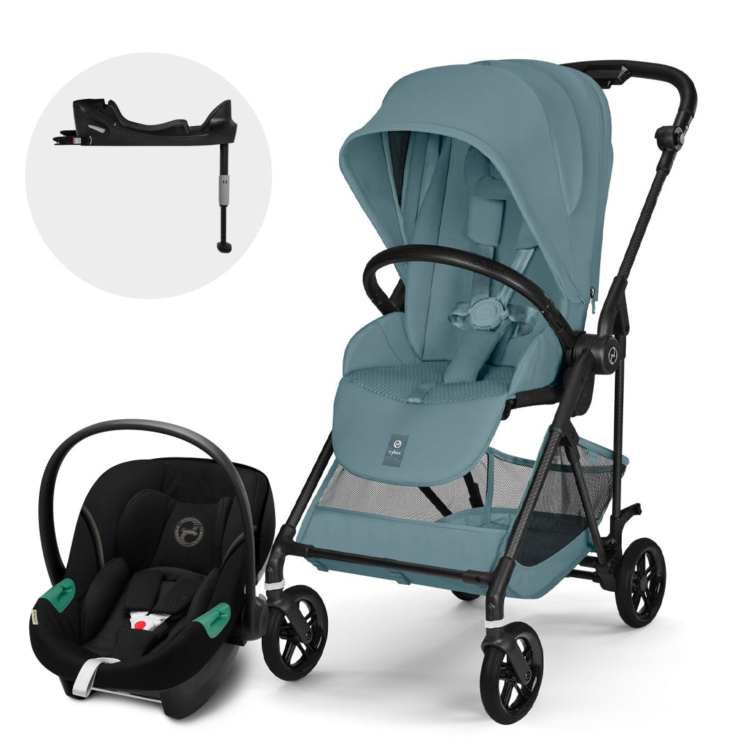 Travel System Melio Carbón Stormy Blue con silla Aton S2 + Base One