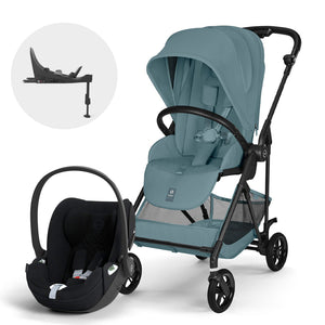 Travel System Melio Carbón Stormy Blue con silla Cloud T Sepia Black Plus