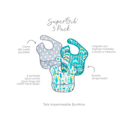 Babero de alimentación Super Bib Pack x3 (6 a 24 meses) Bumkins - Bumkins-MiniNuts