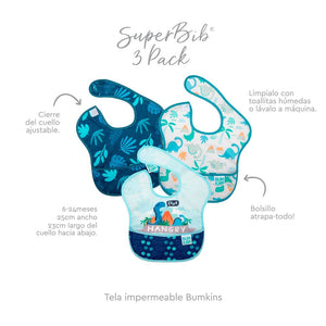 Babero de alimentación Super Bib Pack x3 (6 a 24 meses) Bumkins - Bumkins-MiniNuts