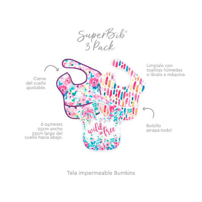 Babero de alimentación Super Bib Pack x3 (6 a 24 meses) Bumkins - Bumkins-MiniNuts