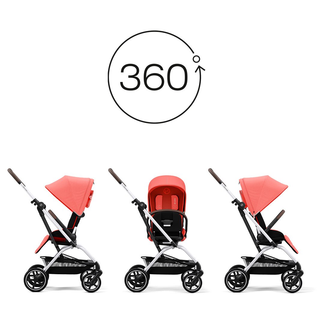 Coche de paseo Eezy S Twist Plus 2 360º color Hibiscus Red - vista frontal detalle asiento