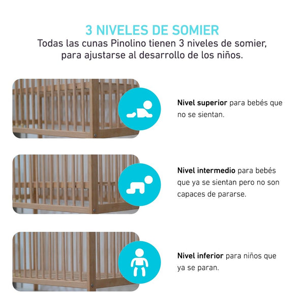Cuna de madera Round 140x70 cm Pinolino  Mini Nuts - MiniNuts expertos en  coches y sillas de auto para bebé