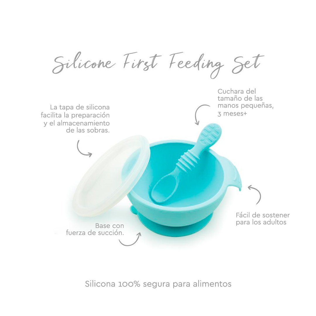 Mi primer set de alimentación (cuchara + plato) Bumkins - Bumkins-MiniNuts