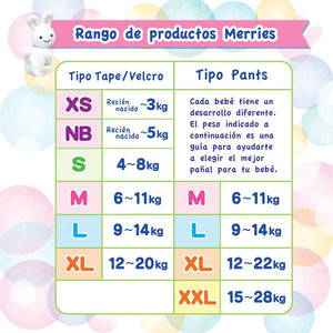 Pañales desechables Merries Aprendizaje (Pull Up) - Merries-MiniNuts expertos en coches y sillas de auto para bebé