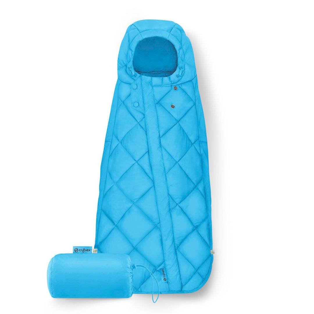 Saquito acolchado para bebés en sillas de auto color beach blue con bolso de guardado