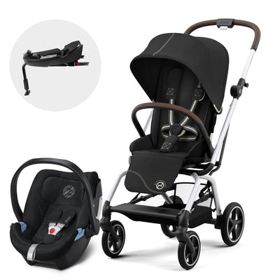 Travel System Eezy S Twist PLUS 2 BLK / SLV + Aton 5 + Base Cybex - Cybex-MiniNuts expertos en coches y sillas de auto para bebé
