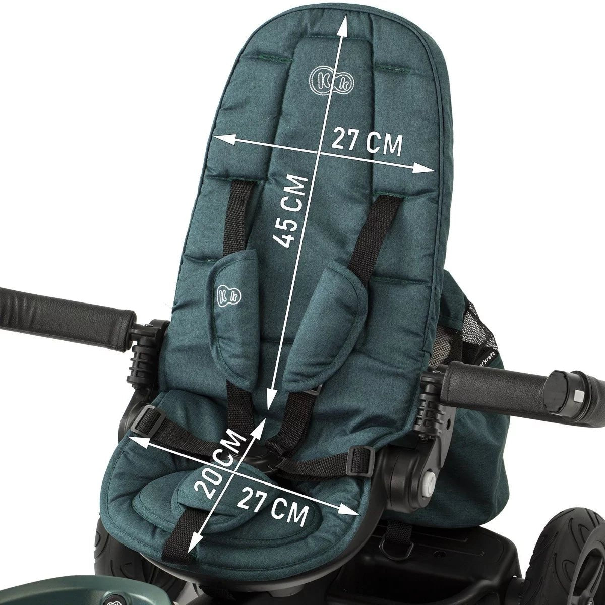 detalle de medidas de asiento Coche Triciclo verde EASYTWIST de KinderKraft