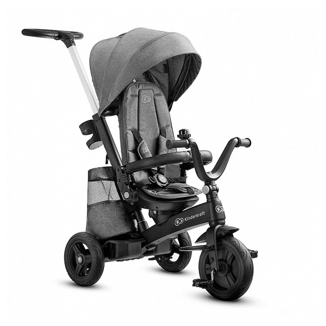 Vista lateral Coche Triciclo gris EASYTWIST de KinderKraft