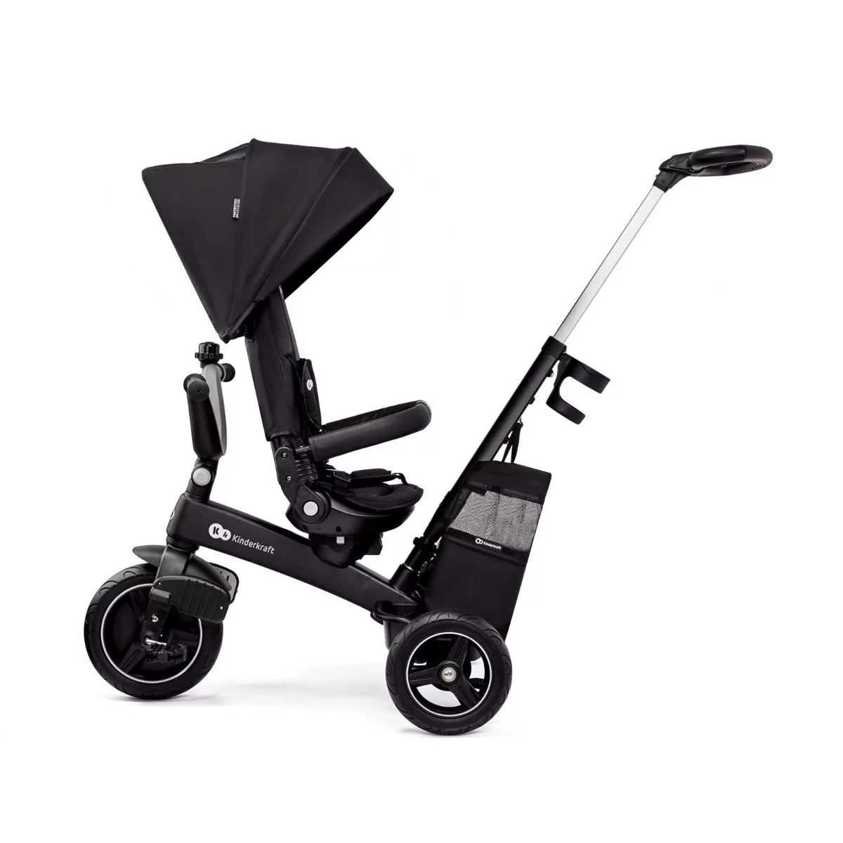 Asiento mirando hacia mamá y papá en Coche Triciclo negro EASYTWIST de KinderKraft 