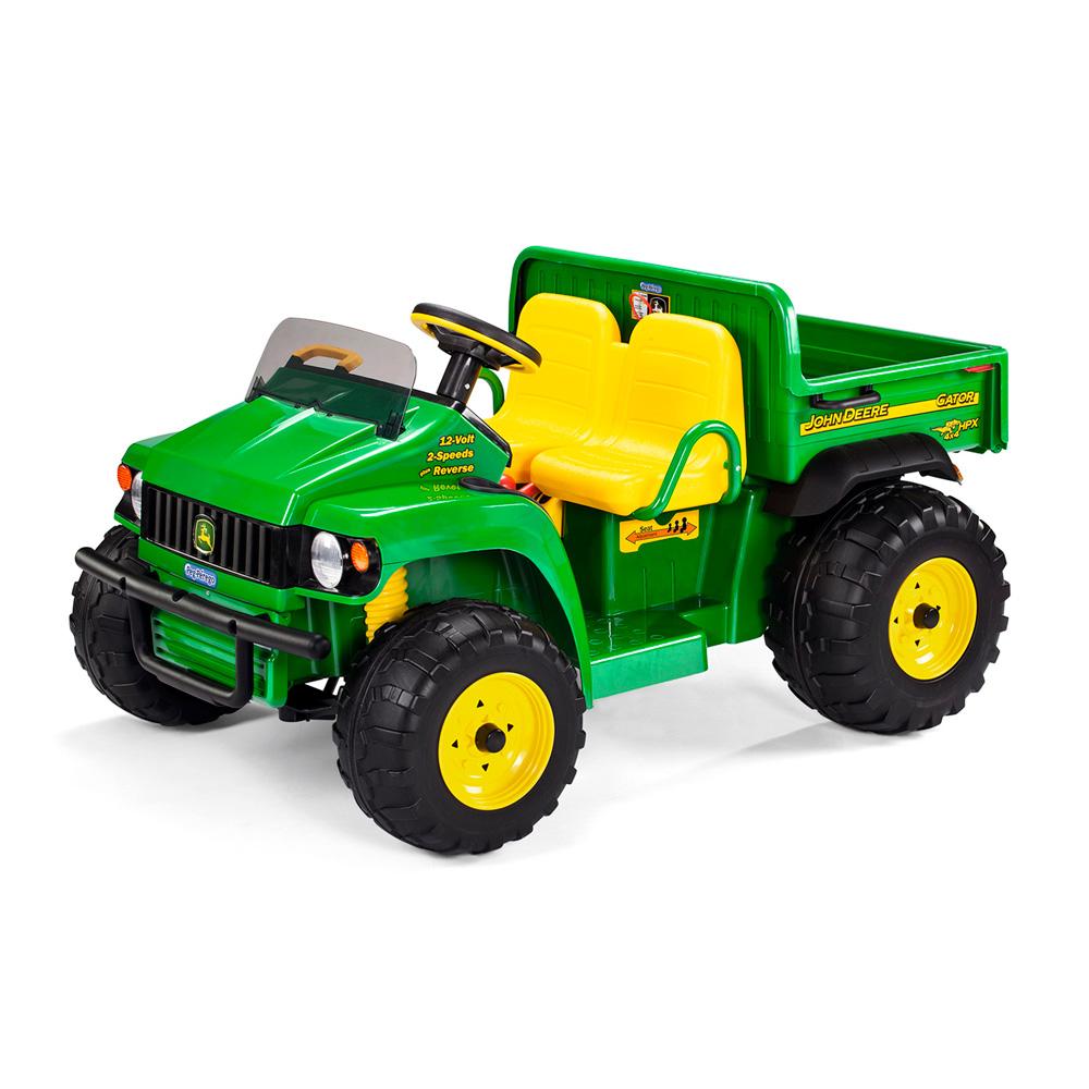 Vehiculo electrico John Deere Gator HPX de Peg Perego color verde cond etalles amarillos